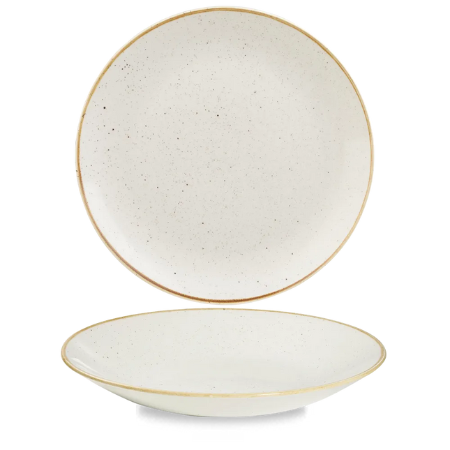 Churchill Stonecast Barley White diep coupebord Ø 28 cm – gespikkeld porseleinen bord voor professionele keukens