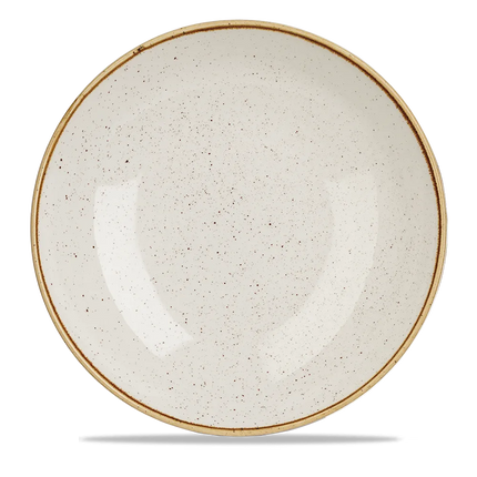 Churchill Stonecast Barley White coupekom groot Ø 30 cm – randloze gespikkelde kom voor salades