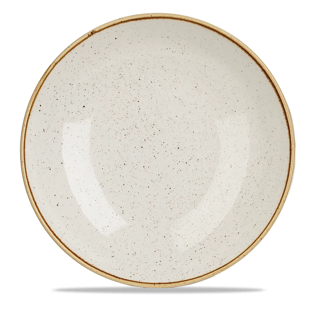 Churchill Stonecast Barley White coupekom groot Ø 30 cm – randloze gespikkelde kom voor salades