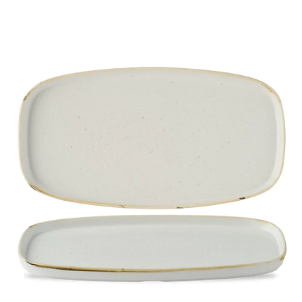 Churchill Stonecast Barley White chef's bord langwerpig 30 x 15,4 cm – gespikkeld bord voor fine dining