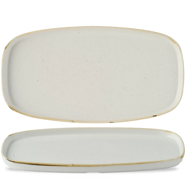 Stonecast Barley White Oblong Chef's Plates 35x18.5cm 6/box
