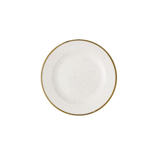 Stonecast Barley White Profile Plate van Churchill, 27,6 cm, set van 12. Handgemaakt bord in een zachte witte kleur met een subtiele textuur, perfect voor het serveren van diverse gerechten. Duurzaam en stijlvol, ideaal voor gebruik in de horeca.