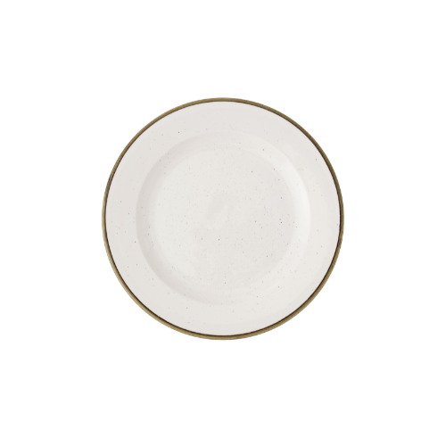 Stonecast Barley White Profile Plate van Churchill, 30,5 cm, set van 12. Handgemaakte, rustieke bord in een zachte witte kleur met een subtiele textuur, ideaal voor het serveren van hoofdgerechten. Duurzaam en stijlvol, perfect voor gebruik in de horeca.