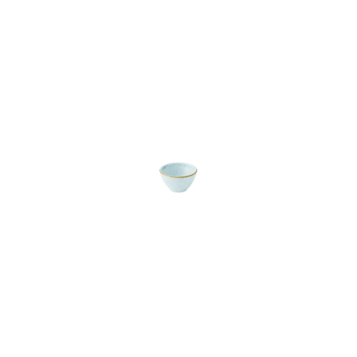 Stonecast Duck Egg Dip Pot van Churchill, 6,9x4 cm, set van 12. Handgemaakte dipkom in een zachte eiergeelblauwe kleur, ideaal voor het serveren van sauzen en dips. Duurzaam en stijlvol, perfect voor gebruik in de horeca.