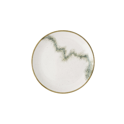 Stonecast Spice Barley White Evo Coupe Plate van Churchill, 28,8 cm, set van 12. Handgemaakt coupebord in een warme Barley White kleur met een speelse, rustieke uitstraling, ideaal voor het serveren van hoofdgerechten. Duurzaam en stijlvol, perfect voor gebruik in de horeca.