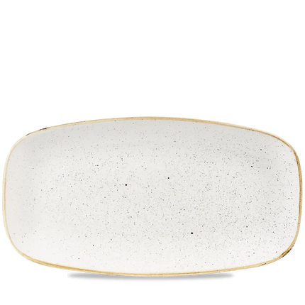Churchill Stonecast Barley White ovaal bord 35,5x18,9 cm – gespikkeld porseleinen bord voor horeca