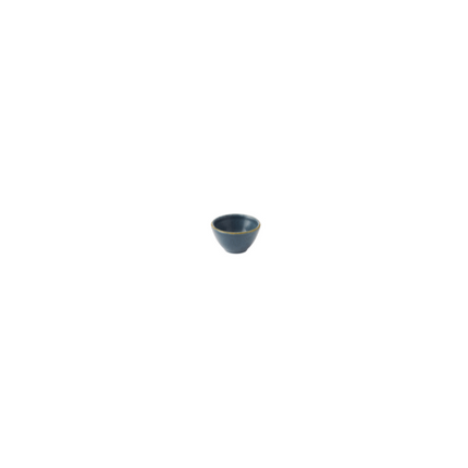 Stonecast Blueberry Dip Pot van Churchill, 6,9x4 cm, set van 12. Handgemaakte dipkom in een rijke blauwe kleur, perfect voor het serveren van sauzen en dips. Duurzaam en stijlvol, ideaal voor gebruik in de horeca.