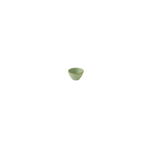 Stonecast Sage Green Dip Pot van Churchill, 6,9x4 cm, set van 12. Handgemaakte dipkom in een verfijnde saliegroene kleur, ideaal voor het serveren van sauzen en dips. Duurzaam en stijlvol, perfect voor gebruik in de horeca.