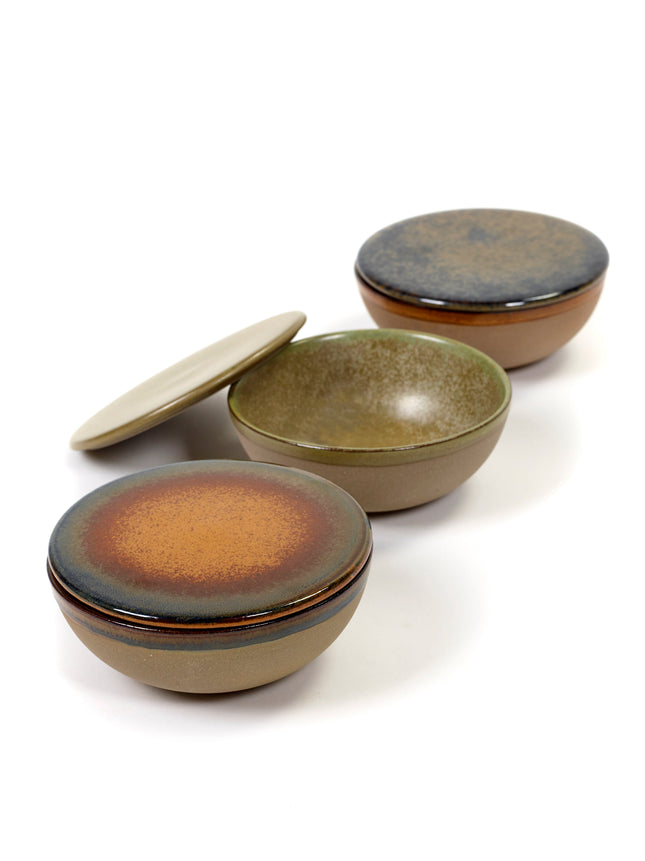 Surface Bowl + Lid Grey/Rusty Brown L 13 W 13 H 5 cm 4/Box