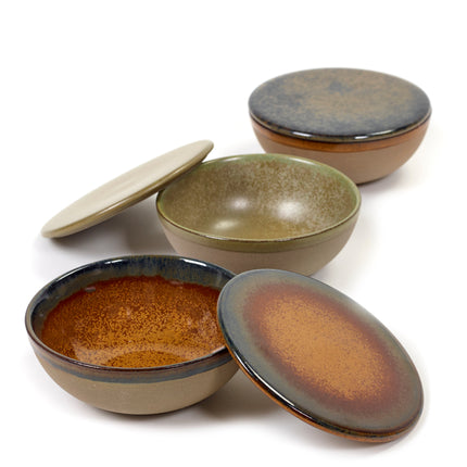 Surface Bowl + Lid Grey/Rusty Brown L 13 W 13 H 5 cm 4/Box