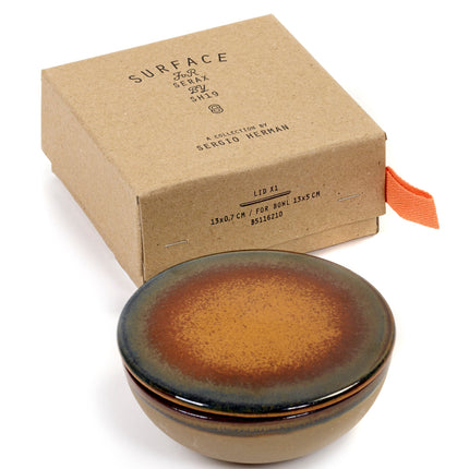 Surface Bowl + Lid Grey/Rusty Brown L 13 W 13 H 5 cm 4/Box