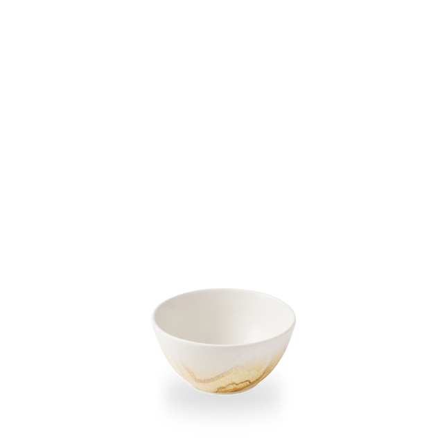 Churchill Tide Gold Contour snackkom 400 ml – goudkleurig porseleinen kom met swirl voor tapas