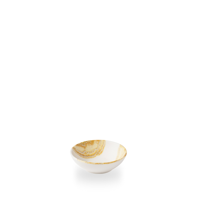 Churchill Tide Gold Contour ondiepe kom 200 ml – goudkleurig porseleinen kom met swirl voor bijgerechten