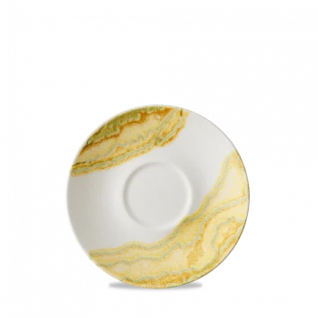 Churchill Tide Gold cappuccinoschotel Ø 15,6 cm – goudkleurig porseleinen schotel met golvend reliëf voor cafés