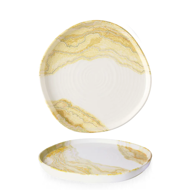Churchill Tide Gold organisch bord met rand Ø 26 cm – porseleinen bord voor restaurants en fine dining
