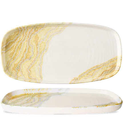 Churchill Tide Gold ovaal chef's bord 24,5x18,2 cm – porseleinen bord voor horeca en hotels