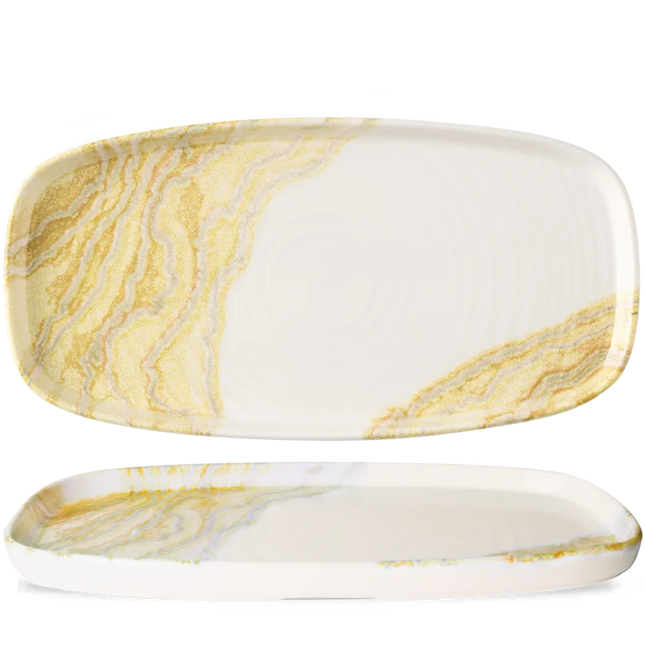 Churchill Tide Gold ovaal chef's bord 24,5x18,2 cm – porseleinen bord voor horeca en hotels