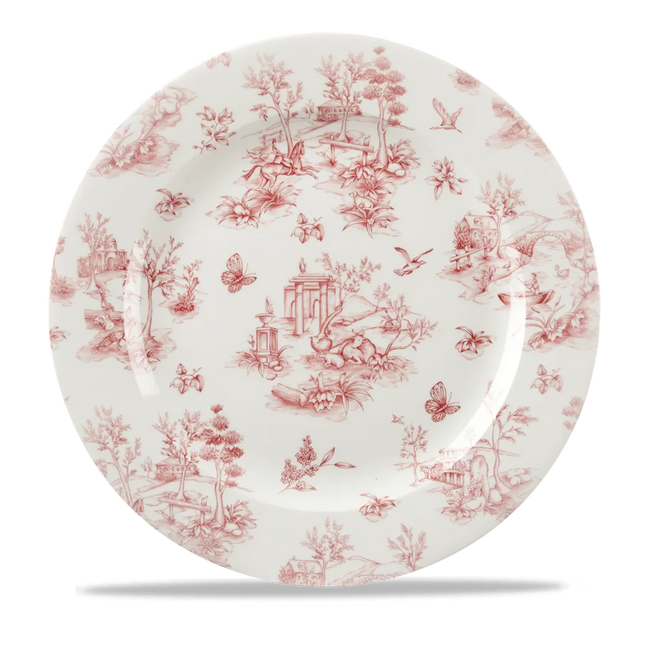 Churchill Toile Cranberry Profile bord Ø 30 cm – porseleinen bord met decoratief patroon voor professionele keukens