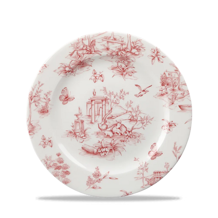 Churchill Toile Cranberry Profile bord Ø 20 cm – porseleinen bijgerecht bord met decoratief patroon voor de horecasector