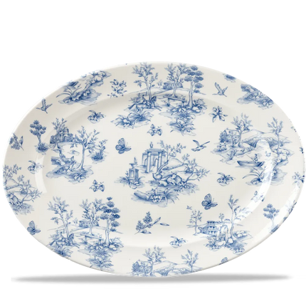 Churchill Toile Prague klassiek ovaal bord 37 cm – porseleinen serveerbord met decoratief patroon voor cafés en bars