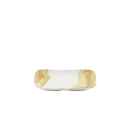 Churchill Tide Gold Natural diepe schaal 26 x 18 cm – goudkleurig porseleinen schaal voor fine dining