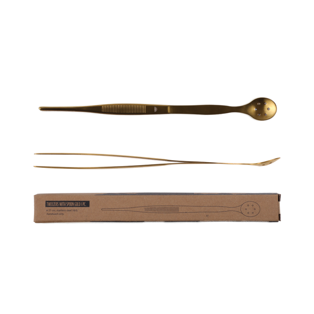 Tweezer with spoon Gold 27 cm