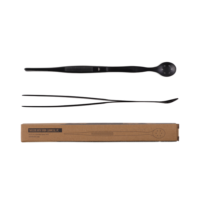 APS serveerpincet met lepel gunmetal 27 cm - donker pincet voor fine dining