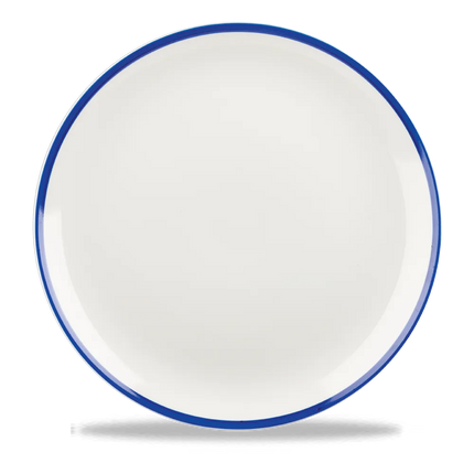 Churchill Retro Blue coupebord Ø 29 cm – groot randloos blauw-wit bord voor fine dining