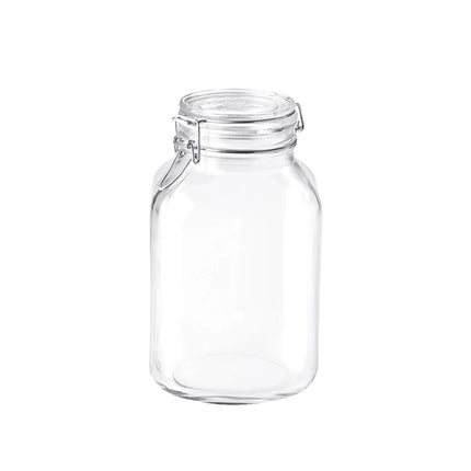 Rocco Bormioli Fido vierkante weckpot 3 liter – grote glazen bewaarpot met beugelsluiting