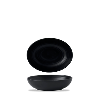 Dudson Evo Jet diepe ovale kom 21,6x16,4 cm – gitzwarte porseleinen kom voor de horeca