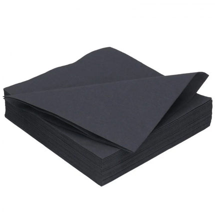 Cocktailservet Airlaid Zwart 24x24cm ONBEDRUKT (1200 stuks)