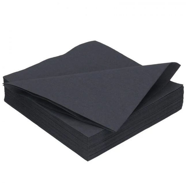 Cocktailservet Airlaid Zwart 24x24cm ONBEDRUKT (1200 stuks)