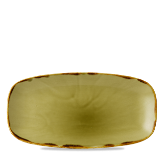 Dudson Harvest Green langwerpig chef-bord 29,8x15,3 cm – groen porselein voor de horeca