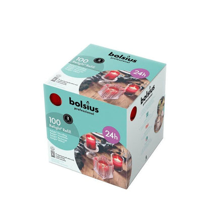 Bolsius ReLight navullingen rood – doos met 100 kaarsen voor horeca sfeerlicht – APS Glass & Bar Supply
