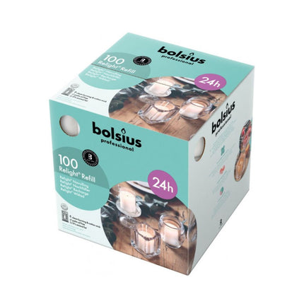 Bolsius ReLight navullingen transparant – doos met 100 kaarsen voor horeca – APS Glass & Bar Supply

