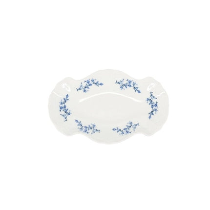 BonBistro Retro serveerschaal 26x16cm met blue flower bloemmotief - vintage porselein voor de horeca