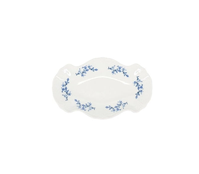 BonBistro Retro serveerschaal 26x16cm met blue flower bloemmotief - vintage porselein voor de horeca