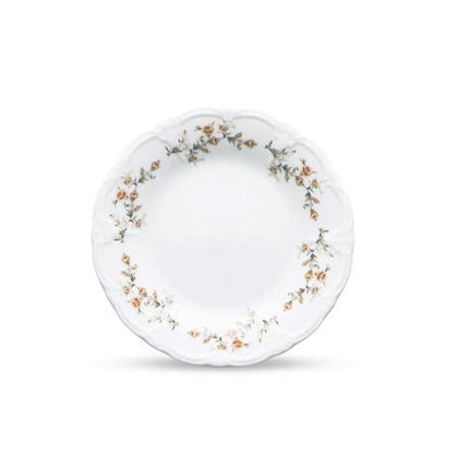 BonBistro Retro plat bord 16cm met brown flower bloemmotief - vintage porselein voor de horeca