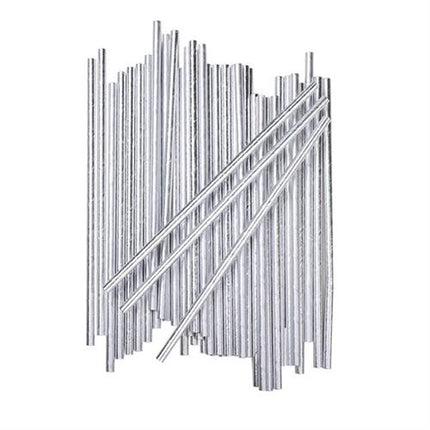 APS papieren rietjes metallic zilver 6 x 200 mm - feestelijke rietjes voor cocktails