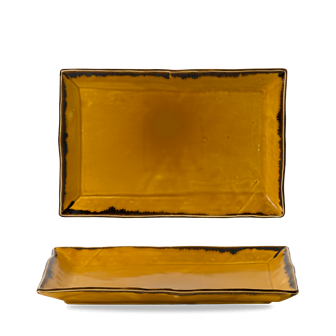 Dudson Harvest Mustard rechthoekige serveerschaal 34,5x23,3 cm – mosterdgeel porselein voor restaurants