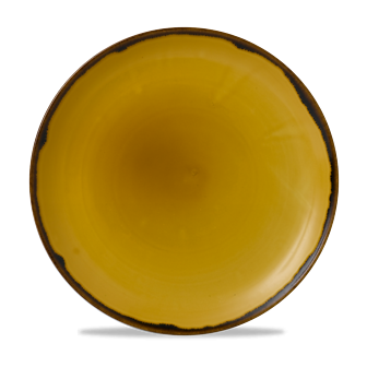 Dudson Harvest Mustard coupebord 26 cm – mosterdgeel porseleinen coupebord voor fine dining
