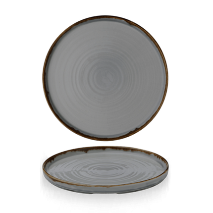 Dudson Harvest Grey bord met opstaande rand 26 cm – grijs porseleinen bord voor restaurants