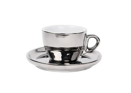 APS koffiekop met schotel zilver 160 ml - porseleinen koffieset voor restaurants