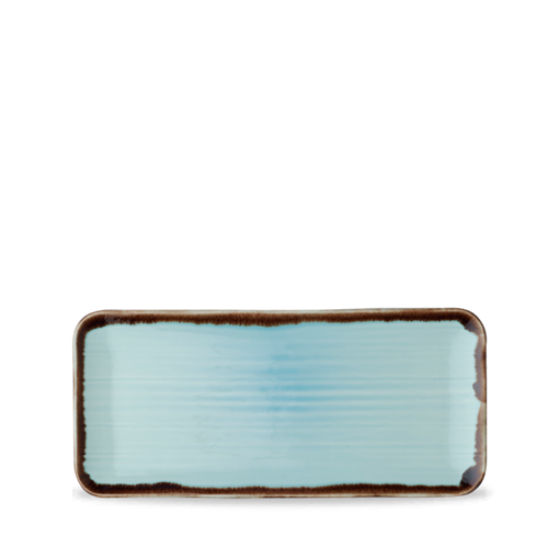 Dudson Harvest Turquoise organische rechthoekige serveerschaal 34,6x15,6 cm – turquoise porselein voor de horeca