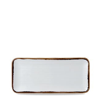Dudson Harvest Natural organische rechthoekige serveerschaal 34,6x15,6 cm – naturel porselein voor de horeca