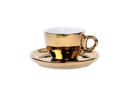 APS koffiekop met schotel goud 160 ml - luxe porseleinen set voor koffie