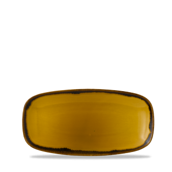 Dudson Harvest Mustard langwerpig chef-bord 29,8x15,3 cm – mosterdgeel porselein voor de horeca