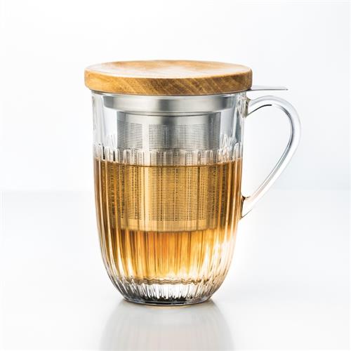 La Rochère Ouessant theeglas met filter – glazen theeset voor losse thee
