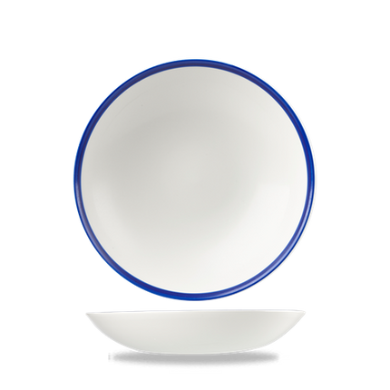 Churchill Retro Blue coupekom Ø 18 cm – randloze blauw-wit porseleinen kom voor soep in cafés