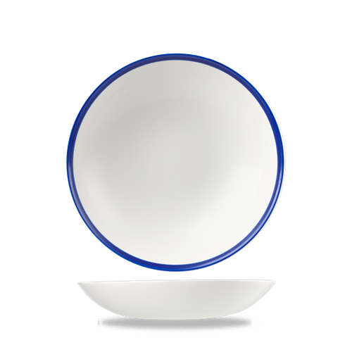 Churchill Retro Blue coupekom Ø 18 cm – randloze blauw-wit porseleinen kom voor soep in cafés